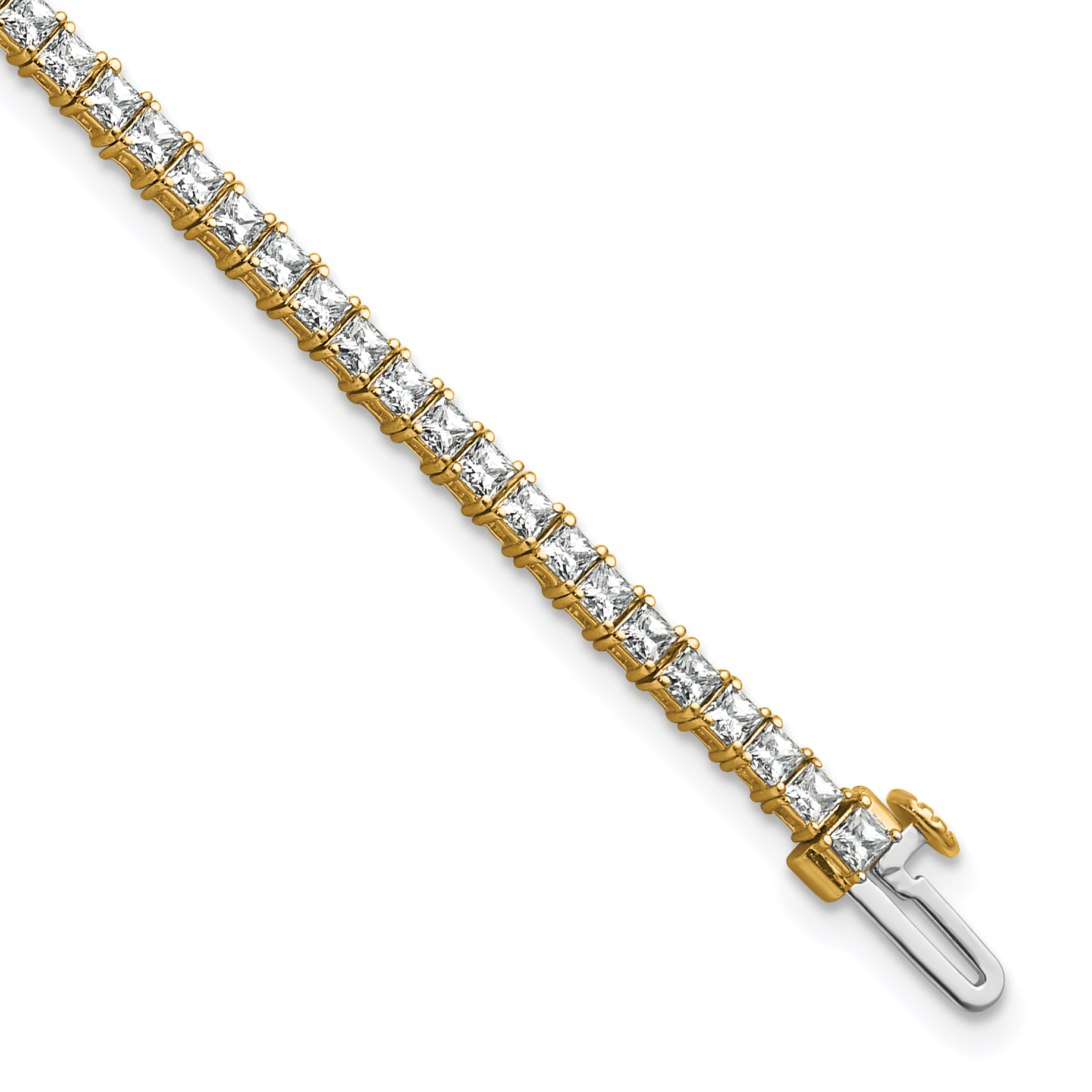 14K Yellow Gold 4ctw VS/SI+ G+ Lab Grown Princess Diamond Tennis Bracele