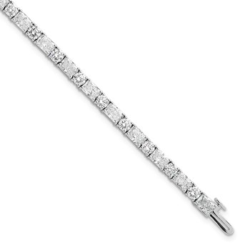 14K White Gold VS+ F+ Lab Grown Radiant and Round Diamond Tennis Bracelet