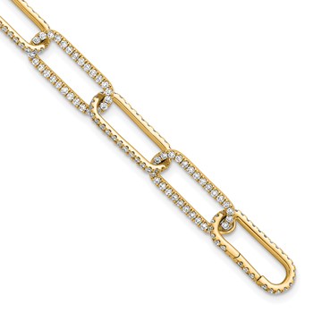 True Origin 14K Yellow Gold 4 carat Lab Grown Diamond VS+ F+ 8 in with 1 in extension Complete Link Bracelet