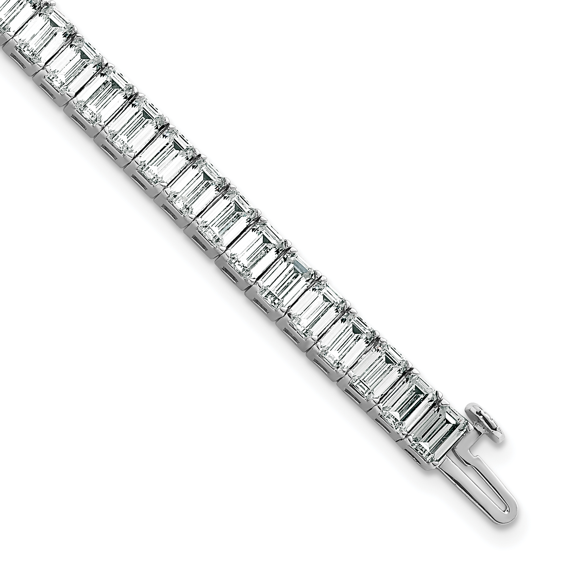 14K White Gold ctw VS/SI+ G+ Lab Grown Emerald Diamond Tennis Bracelet