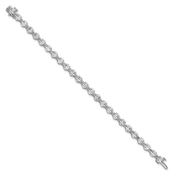 14k White Gold Certified Lab Grown Dia VS+ F+  Round Oval Tennis Bracelet — alternate view