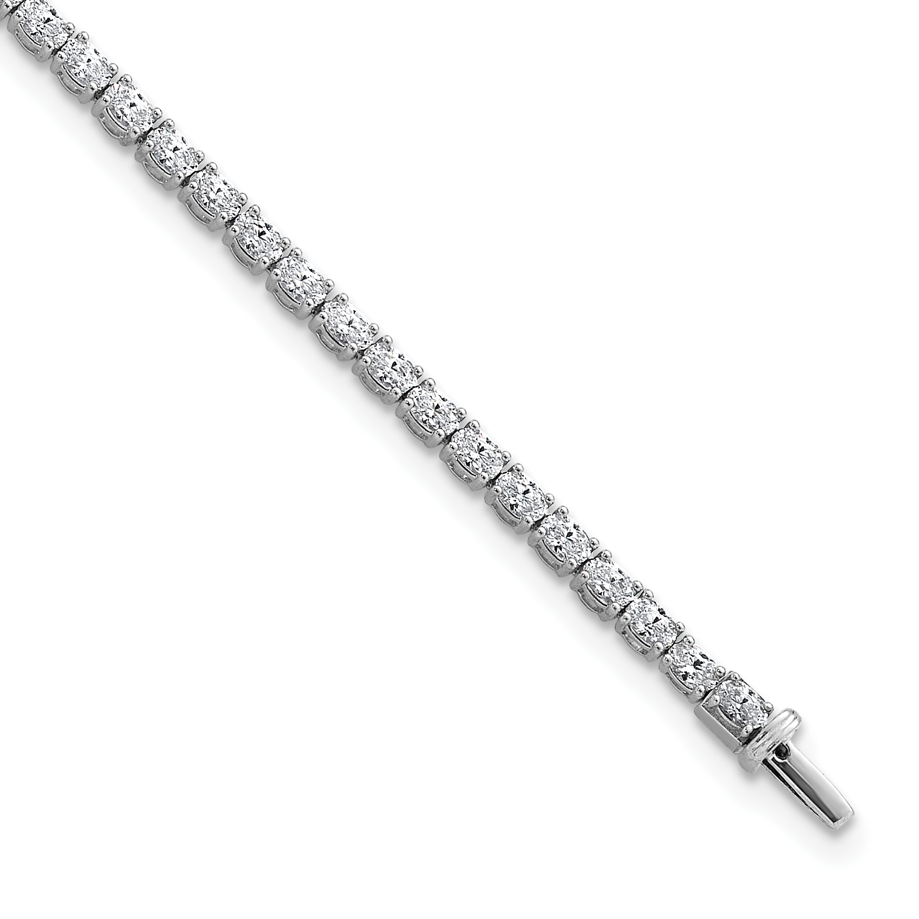 14K White Gold VS+ F+ Lab Grown Oval Diamond Tennis Bracelet