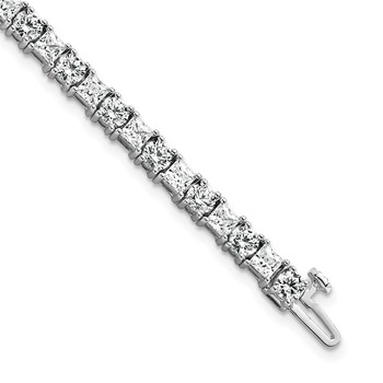 14K WG VS/SI FGH Cert. Lab Grown Princess and Round Diamond Tennis Bracelet