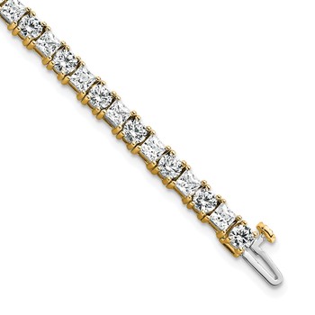 14K VS DEF Cert. Lab Grown Princess and Round Diamond Tennis Bracelet