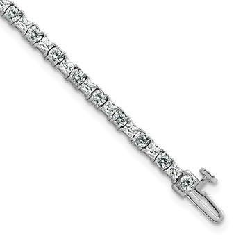 14K WG VS/SI FGH Cert. Lab Grown Princess and Round Diamond Tennis Bracelet