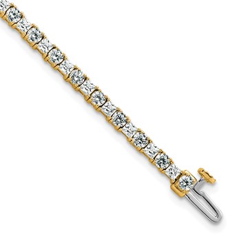 14K VS/SI FGH Cert. Lab Grown Princess and Round Diamond Tennis Bracelet