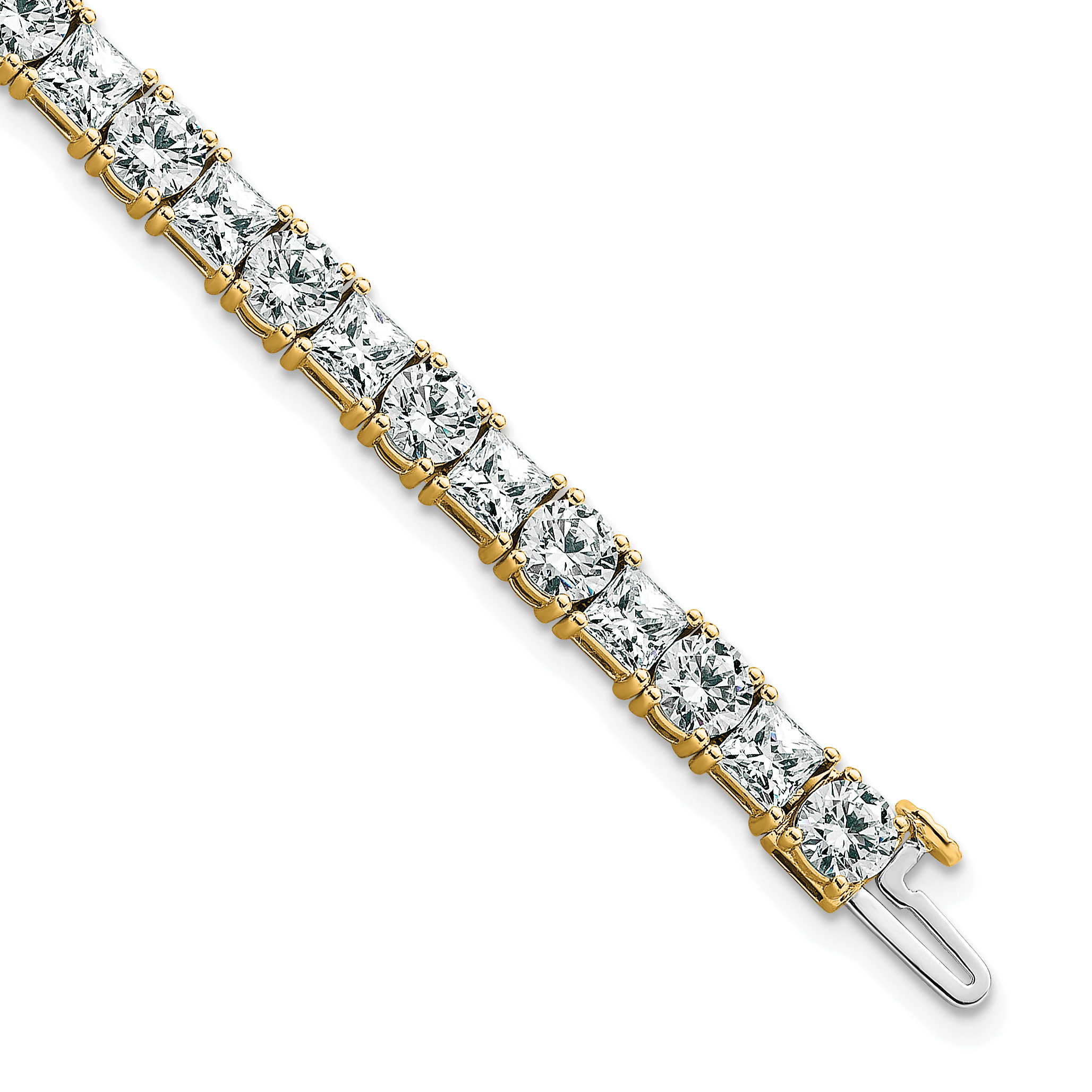 14K VS/SI+ G+ Lab Grown Princess and Round Diamond Tennis Bracelet