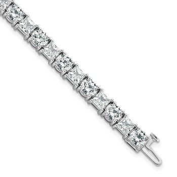 14K WG VS DEF Cert. Lab Grown Princess and Round Diamond Tennis Bracelet