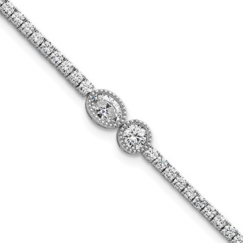 14k White Gold 2 7/8 carat Lab Grown Diamond VS+ F+ Complete 6.5in w/1in ext. Fashion Tennis Bracelet