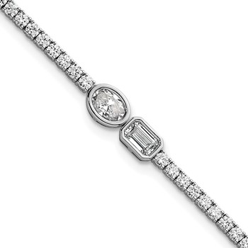 14k White Gold 2 7/8 carat Lab Grown Diamond VS+ F+ Complete 6.5in w/1in ext. Fashion Tennis Bracelet