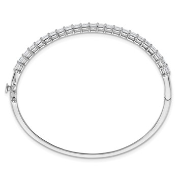 14k White Gold 4 1/6 carat Lab Grown Diamond VS+ F+ Complete Hinged Bangle — alternate view