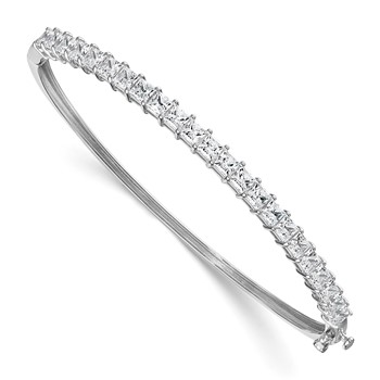 14k White Gold 4 1/6 carat Lab Grown Diamond VS+ F+ Complete Hinged Bangle