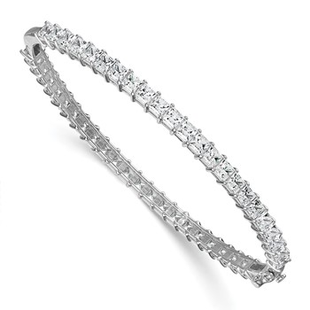 14k White Gold 8 1/3 carat Lab Grown Diamond VS+ F+ Complete Hinged Bangle