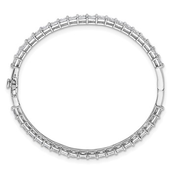 14k White Gold 7 1/4 carat Lab Grown Diamond VS+ F+ Complete Hinged Bangle — alternate view