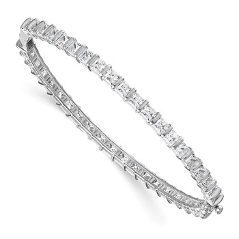 14k White Gold 7 1/4 carat Lab Grown Diamond VS+ F+ Complete Hinged Bangle