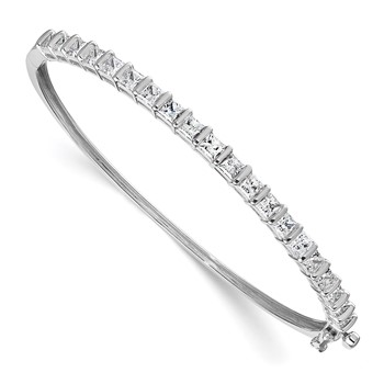 14k White Gold 3 5/8 carat Lab Grown Diamond VS+ F+ Complete Hinged Bangle