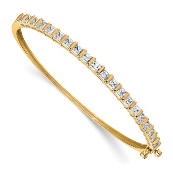 14k 3 5/8 carat Lab Grown Diamond VS+ F+ Complete Hinged Bangle