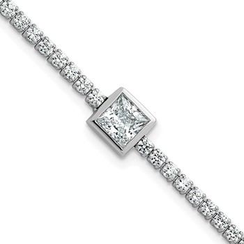 True Origin 14k White Gold 3 5/8 carat Lab Grown Diamond VS+ F+ Complete Princess Bezel-Set Tennis Bracelet