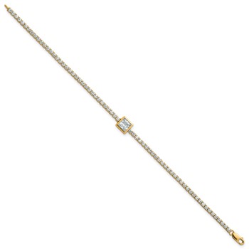 True Origin 14k Yellow Gold 3 5/8 carat Lab Grown Diamond VS+ F+ Complete Princess Bezel-Set Tennis Bracelet — alternate view
