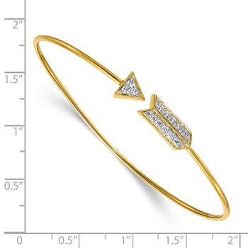 14k Polished Complete 1/3 carat Diamond Arrow Flexible Bangle Bracelet — alternate view