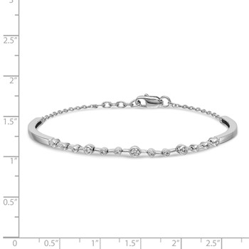 14k White Gold Complete 1/4 carat Diamond Half-Bangle 6.75 inch Bracelet with 0.5 inch Extender — alternate view
