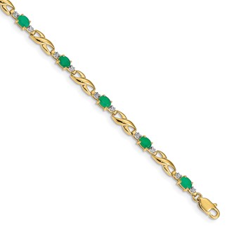 10k Diamond and Oval Emerald Bracelet