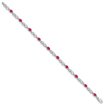 10k White Gold Diamond and Composite Ruby Bracelet — alternate view
