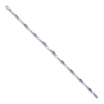14k White Completed Open-Link Diamond/Tanzanite Bracelet — alternate view