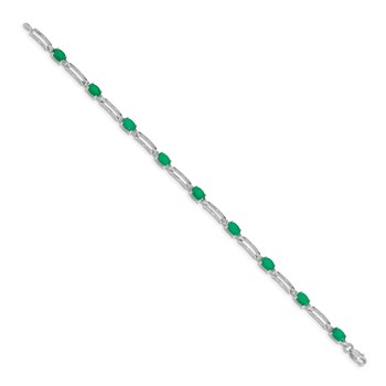 10k White Gold Diamond and Emerald Bracelet — alternate view