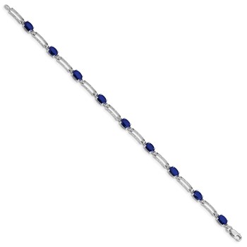 10k White Gold Diamond and Sapphire Bracelet — alternate view