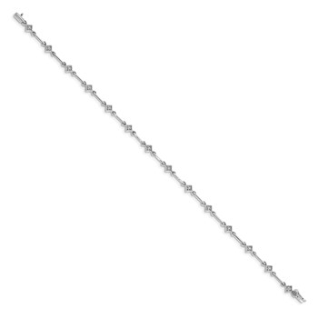 14k White Gold Complete 1/6 carat Diamond Bar Link 7.5 inch Bracelet — alternate view