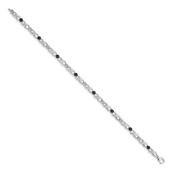 14k White Gold Complete 1/2 carat White and Black Diamond Flower Infinity 7 inch Bracelet — alternate view