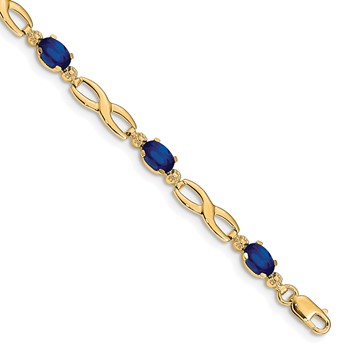 14k Yellow Gold Infinity Diamond and Sapphire Bracelet