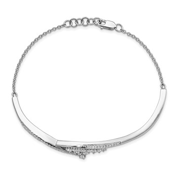14k White Gold Fancy Florina Complete 1/2 carat Diamond Half-Bangle 7 inch Bracelet with 0.5 inch Extender — alternate view