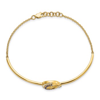 14k Moon and Star Complete 1/8 carat Diamond and Sapphire Half-Bangle 7 inch Bracelet with 0.5 inch Extender — alternate view