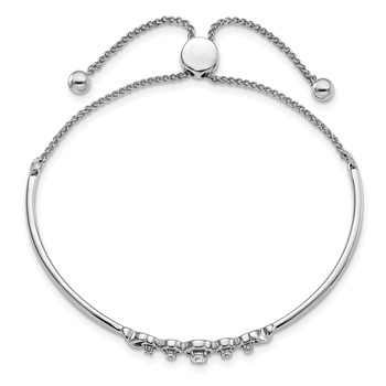 14k White Gold 1/6 carat Lab Grown Diamond VS/SI+ G+ Complete Adjustable Bolo Bracelet — alternate view