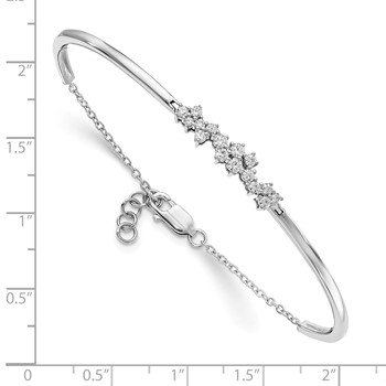 14k White Gold Complete 1/2 carat Diamond Half-Bangle 7 inch Bracelet with 0.5 inch Extender — alternate view