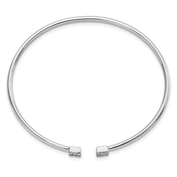 14k White Gold Complete 1/4 carat Diamond Square Flexible Cuff Bangle Bracelet — alternate view