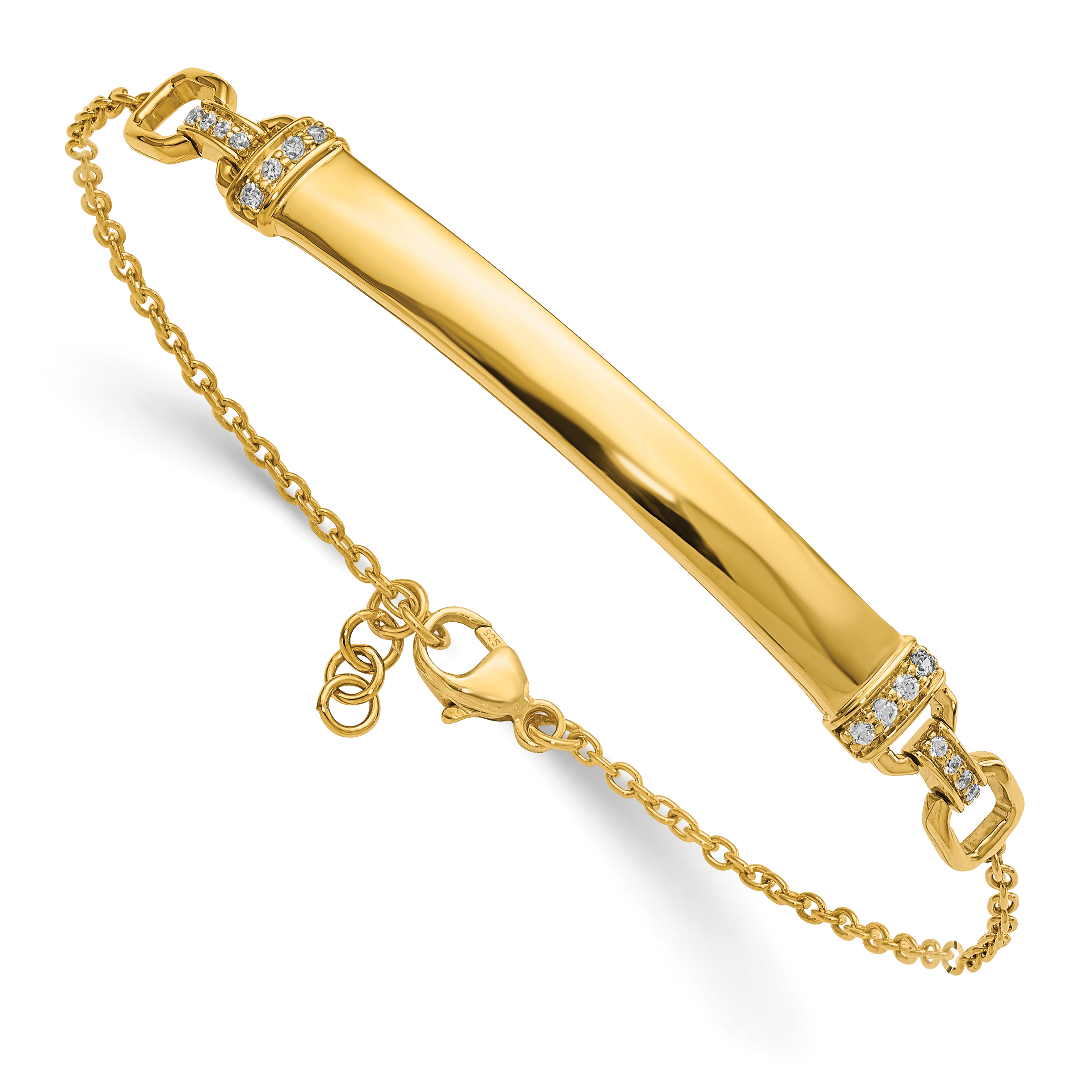 14k Complete 1/8 carat Diamond 7 inch ID Bracelet with 0.5 inch Extender