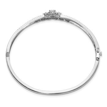 14k White Gold 1 carat Lab Grown Diamond VS/SI+ G+ Double Strand Infinity and Round Complete Bangle Bracelet — alternate view
