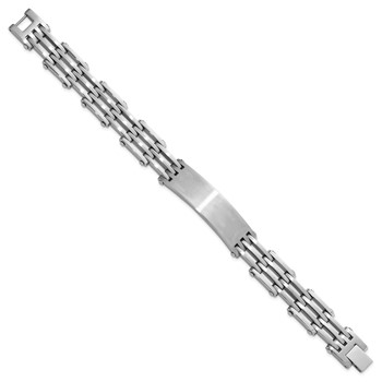 Stainless Steel Men's Polished & Satin Link ID Bracelet — alternate view