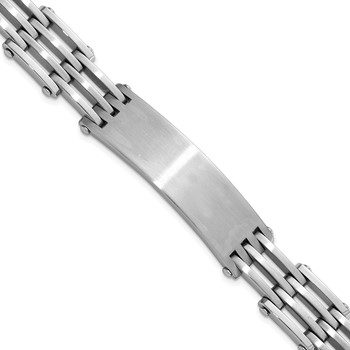 Stainless Steel Men's Polished & Satin Link ID Bracelet