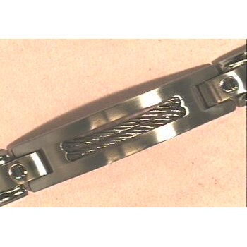 MENS'S STAINLESS STEEL with BRAID BRACELET 8.5 INCHES -