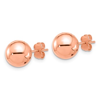 14k Rose Gold (10mm) Ball Stud Earrings — alternate view