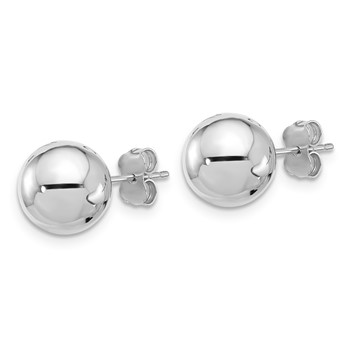 14k White Gold (10mm) Ball Stud Earrings — alternate view