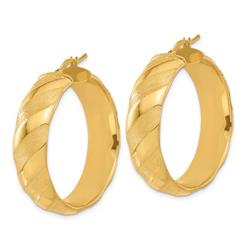 Bronze Polished & Satin Striped Round Hoop Earrings — alternate view