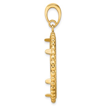 Wideband Distinguished Coin Jewelry 14k Polished and Diamond-cut with Beaded Edge 27.0mm Prong Coin Bezel Pendant — alternate view