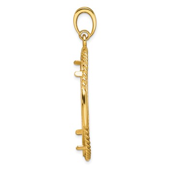 Wideband Distinguished Coin Jewelry 14k Polished Quadruple Twist and Diamond-cut 32.0mm Prong Coin Bezel Pendant — alternate view