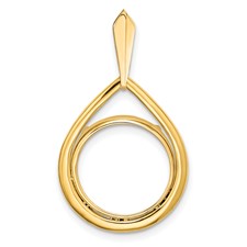 Image of Wideband Distinguished Coin Jewelry 14k Polished Teardrop Shaped 13.0mm Prong Coin Bezel Pendant