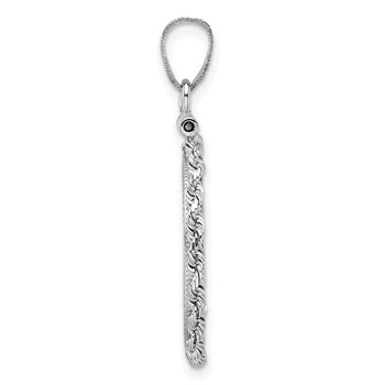 Wideband Distinguished Coin Jewelry 14k White Gold Polished Rope and Diamond-cut 17.8mm x 1.35mm Screw Top Coin Bezel Pendant — alternate view